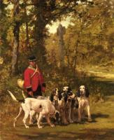 Penne, Charles Olivier De - A Huntmaster with his Dogs on a Forest Trail